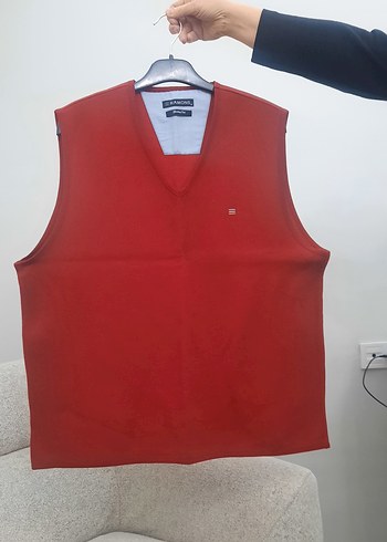 Kırmızı V Yaka Ramons Yelken Kulübü Sweatshirt - Görsel 3