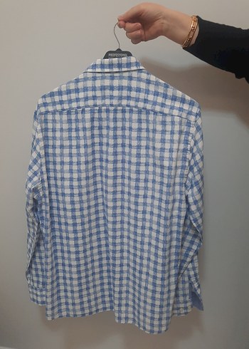 Erkek Ekoseli Mavi Gri Gömlek - Görsel 3