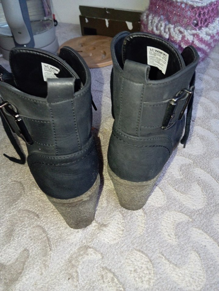 Siyah Deri Kadın Dolgu Topuklu Bot - Görsel 3