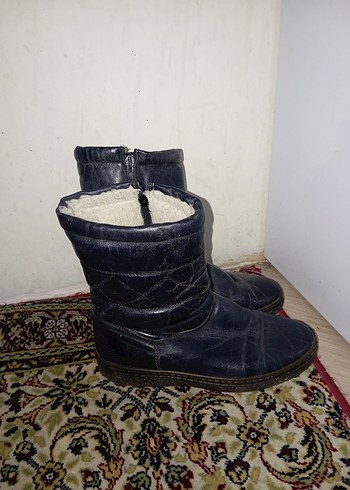 Mavi Deri Kadın Dolgu Topuklu Bot - Görsel 3