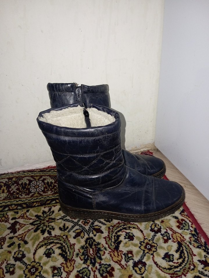 Mavi Deri Kadın Dolgu Topuklu Bot - Görsel 3