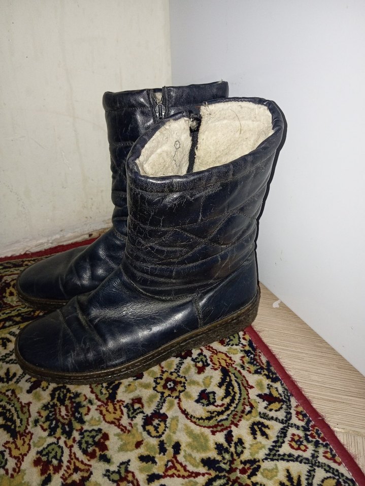 Mavi Deri Kadın Dolgu Topuklu Bot - Görsel 2