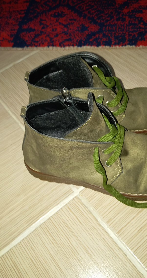 Yeşil Süet Kadın Dolgu Topuk Bot - Görsel 4