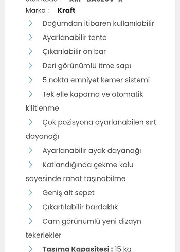 KRAFT Gri Bebek Arabası - Görsel 6
