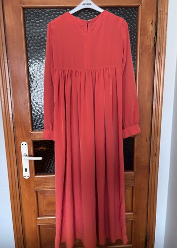 Kırmızı Uzun Kollu Salaş Elbise - Görsel 2