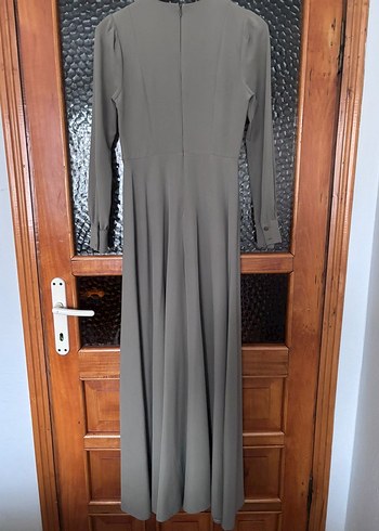 Gri Uzun Kollu Drapeli Kadın Elbise - Görsel 4