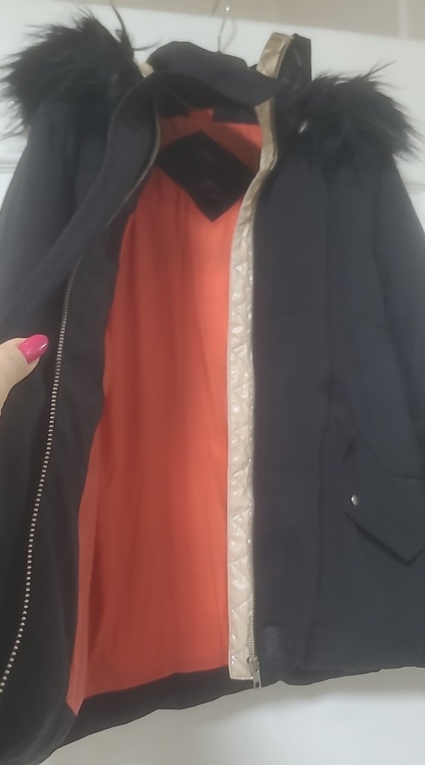 Kürk Detaylı Siyah Kadın Kışlık Mont - Görsel 2