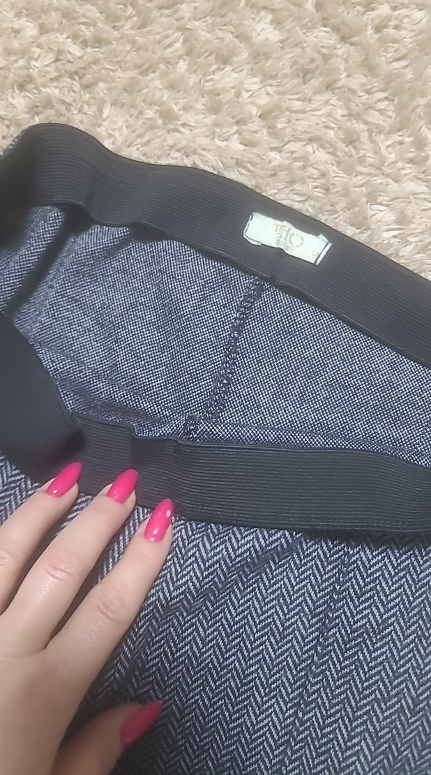 Gri Kadın kumaş İspanyol Paça Pantolon - Görsel 4