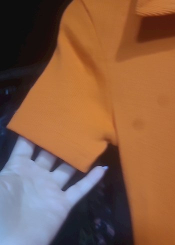 Turuncu Polo Yaka Midi Elbise - Görsel 5