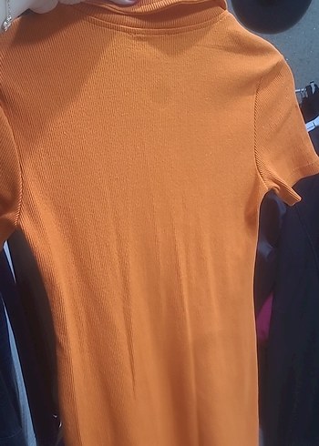 Turuncu Polo Yaka Midi Elbise - Görsel 7