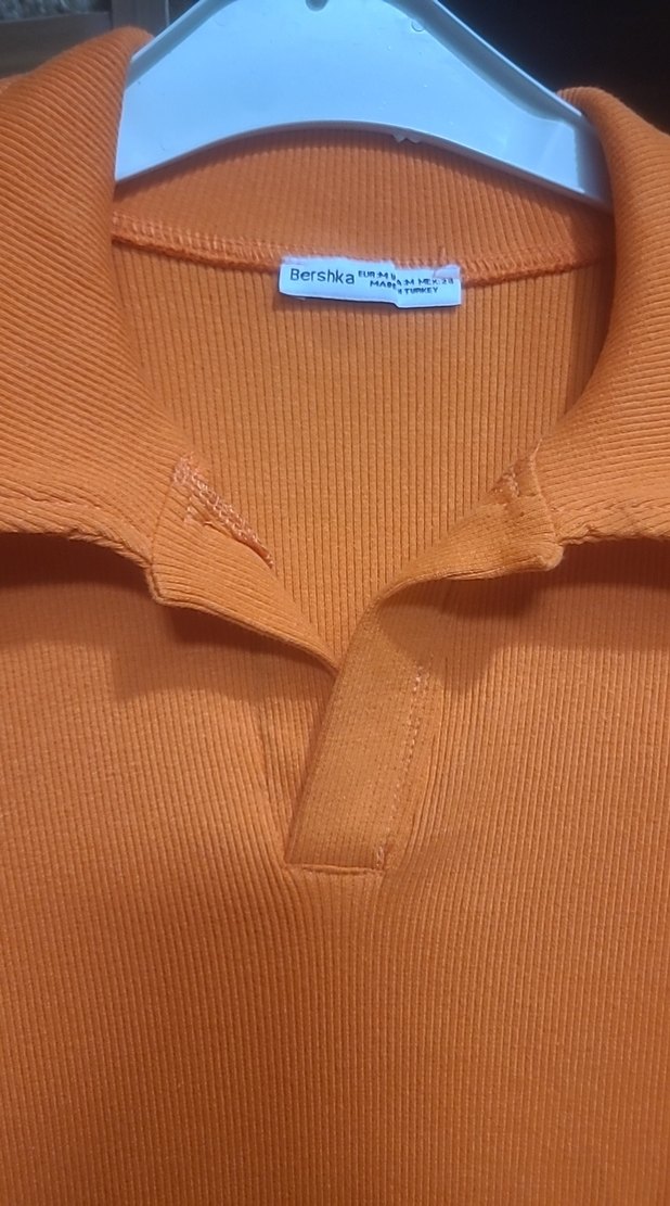 Turuncu Polo Yaka Midi Elbise - Görsel 4