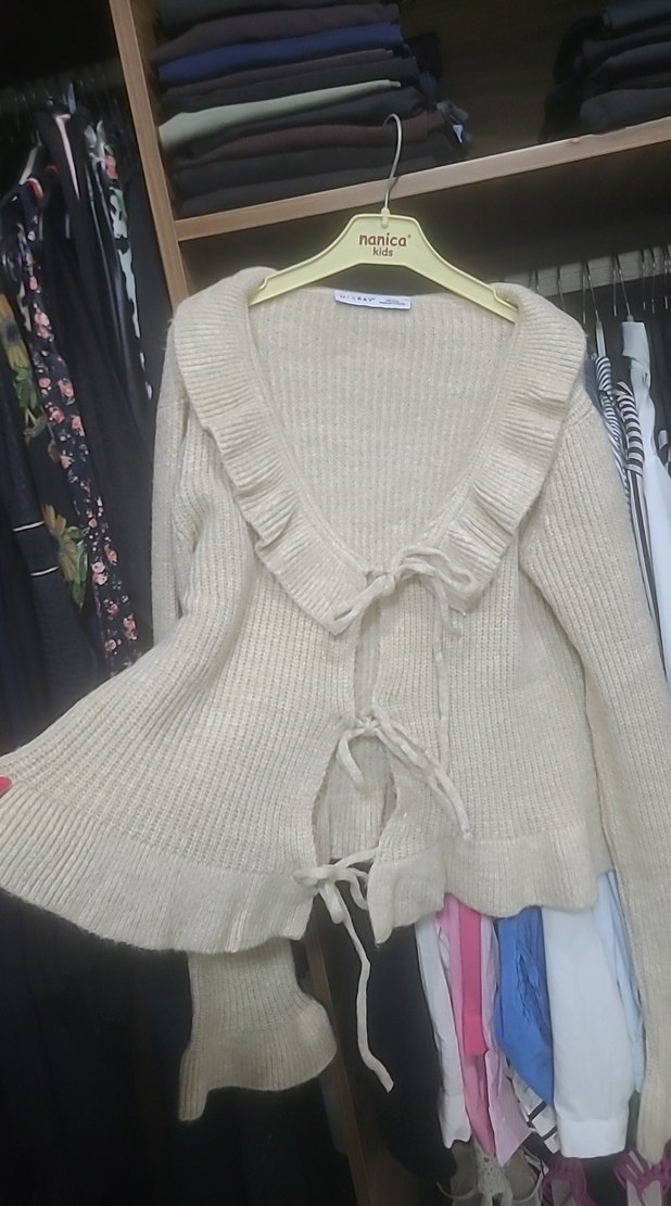 yumuş yumuş önü bağlanmalı kazak hirka - Görsel 5