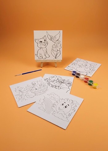 Çocuk için boyama seti 10 resim+boya+fırça paketli - Görsel 3