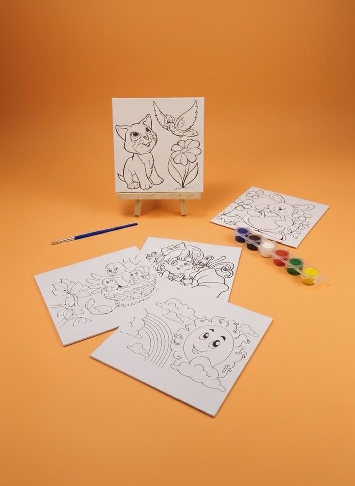 Çocuk için boyama seti 10 resim+boya+fırça paketli - Görsel 3