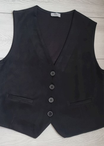 Düğmeli Siyah Kadın Yelek - Görsel 2