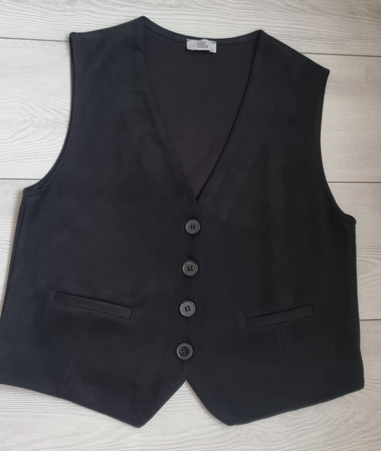 Düğmeli Siyah Kadın Yelek - Görsel 2