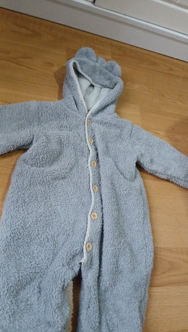 Gri Örgü Bebek Erkek Tulum - Görsel 2