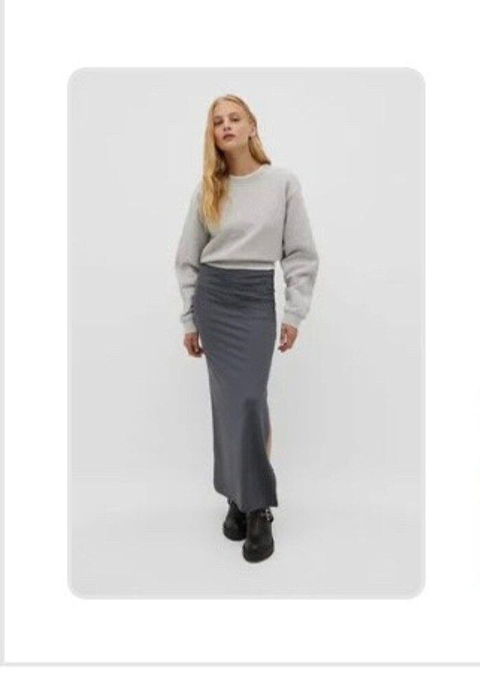 Stradivarius Büzgülü Etek - Görsel 5