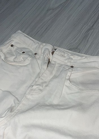 Beyaz Krem Midi Kot Pantolon - Görsel 2