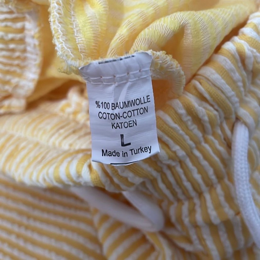 Kadın Sarı Çizgili Pilili Kumaş Pantolon - Görsel 4