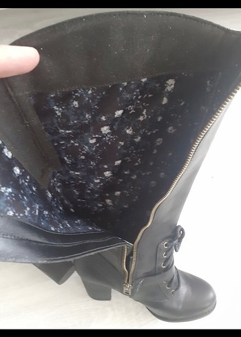 Siyah Deri Goth Stiletto Topuklu Kadın Çizme - Görsel 3