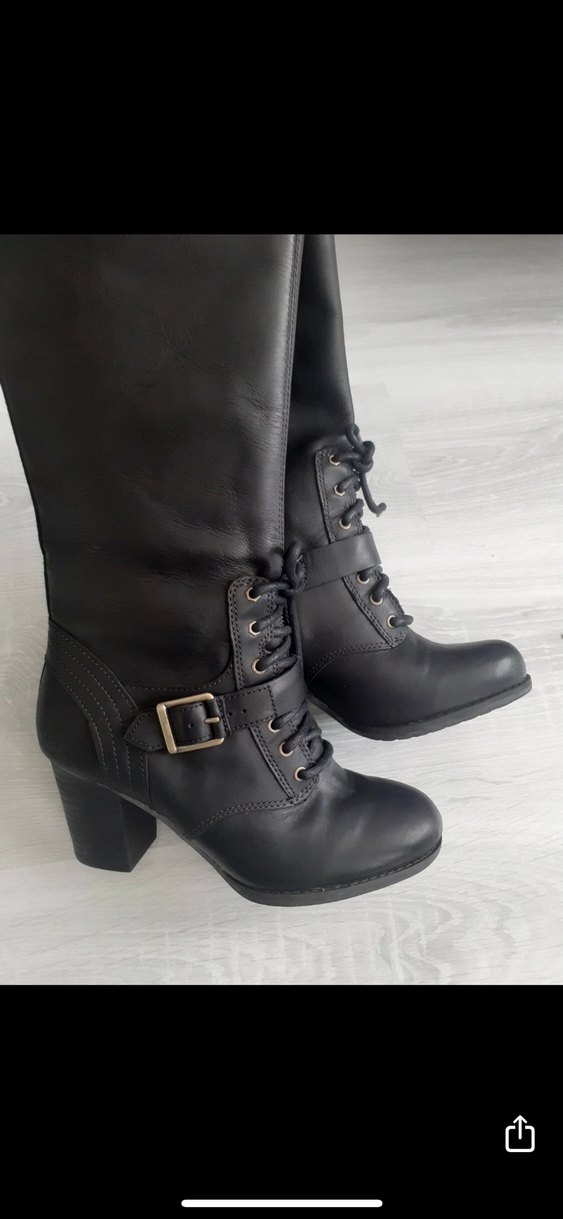 Siyah Deri Goth Stiletto Topuklu Kadın Çizme - Görsel 2