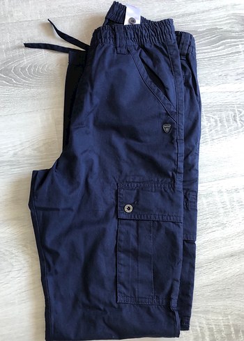 Lacivert Erkek Kot Pantolon, Kemerli, Midi Boy - Görsel 3