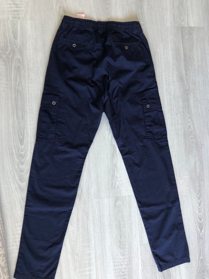 Lacivert Erkek Kot Pantolon, Kemerli, Midi Boy - Görsel 2