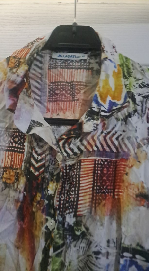 Çok Renkli Bohem Düğmeli  Gömlek - Görsel 3