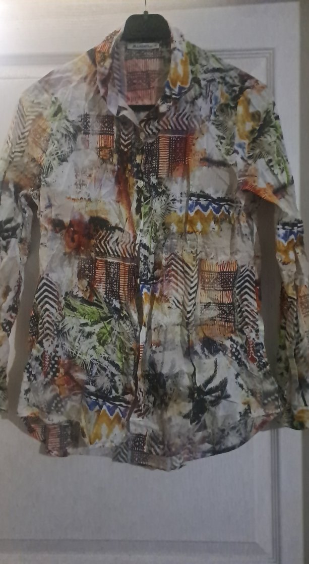 Çok Renkli Bohem Düğmeli  Gömlek - Görsel 2