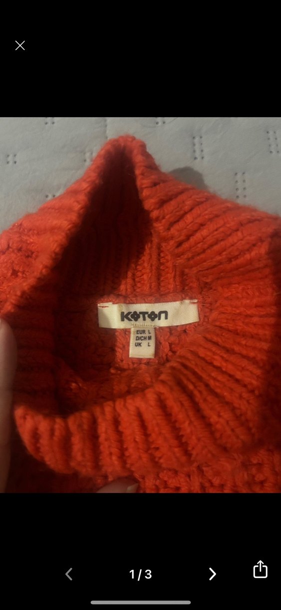 Kırmızı Balıkçı Yaka Örgü Kadın Kazak - Görsel 2