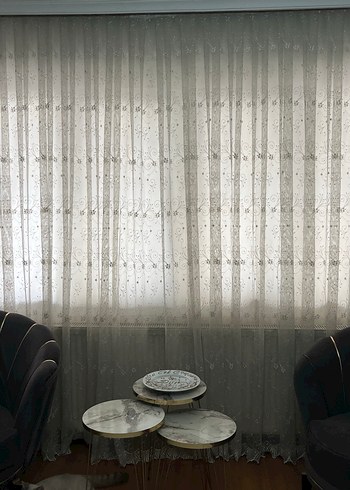 Modern Klasik Nakışlı Beyaz Tül Perde - Görsel 2