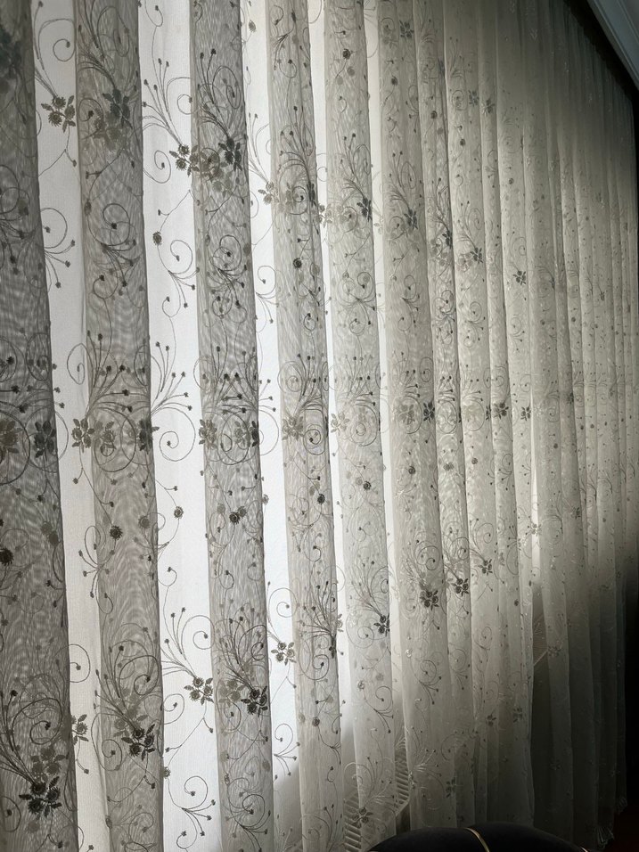 Modern Klasik Nakışlı Beyaz Tül Perde - Görsel 3