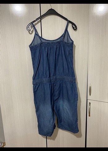 Kadın Kot Mini Tulum Bel Detaylı - Görsel 3