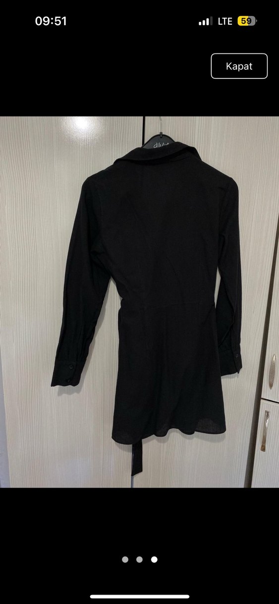 Siyah Midi Uzun Kollu Kadın Elbise - Görsel 3