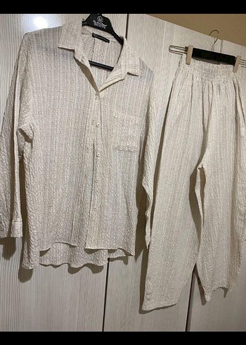 Bej Gri Uzun Kollu Bohem Erkek Pijama Takımı - Görsel 4