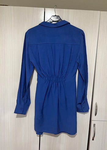 Uzun Kollu Koyu Mavi Kadın Elbise - Görsel 4