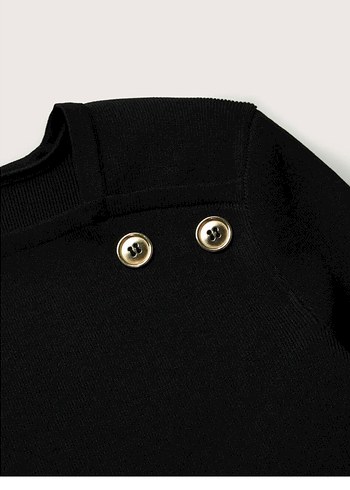 Düğmeli Siyah Uzun Kollu Kadın Ofis Bluzu - Görsel 3