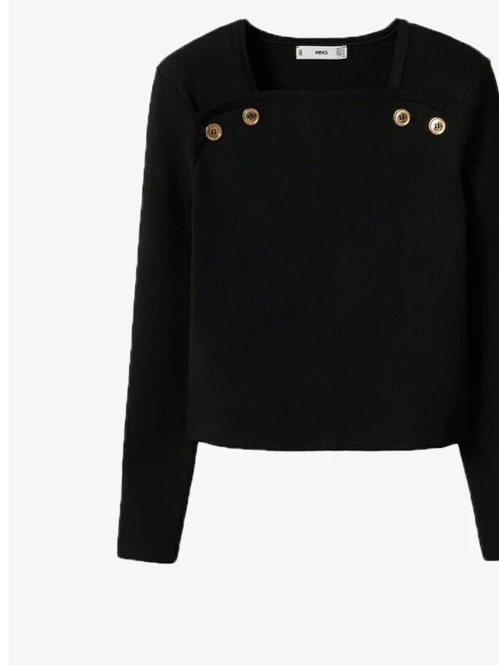 Düğmeli Siyah Uzun Kollu Kadın Ofis Bluzu - Görsel 2