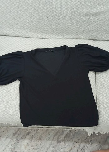 V Yaka Siyah Hamile Tişörtü - Görsel 3