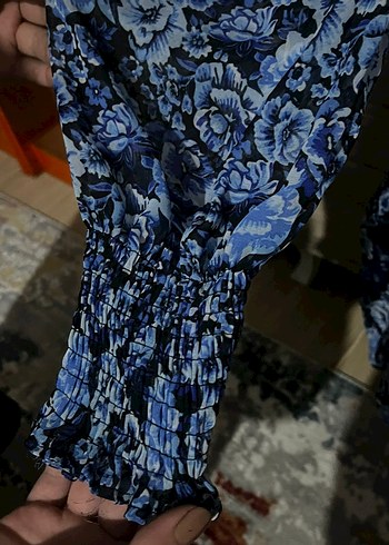 Kadın Mavi Desenli Uzun Elbise - Görsel 2