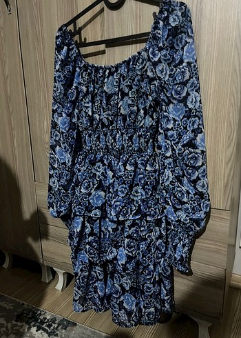 Kadın Mavi Desenli Uzun Elbise - Görsel 4