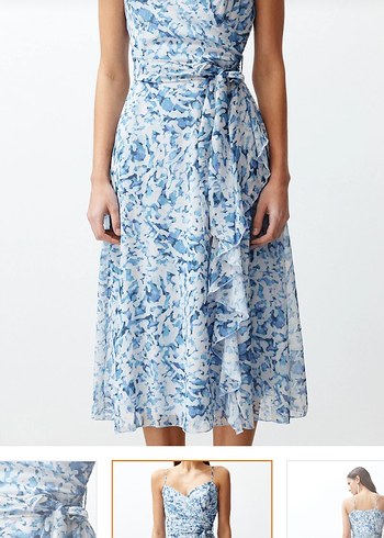 Mavi Bohem Midi Uzunlukta Askısız Elbise - Görsel 2