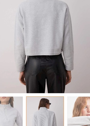 Gri Uzun Kollu Kadın Sweatshirt - Görsel 2