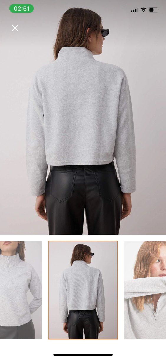 Gri Uzun Kollu Kadın Sweatshirt - Görsel 2