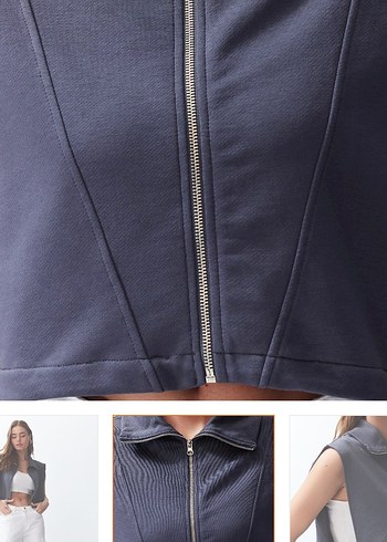 Beyaz Kolsuz Mini Kot Yelek - Görsel 2