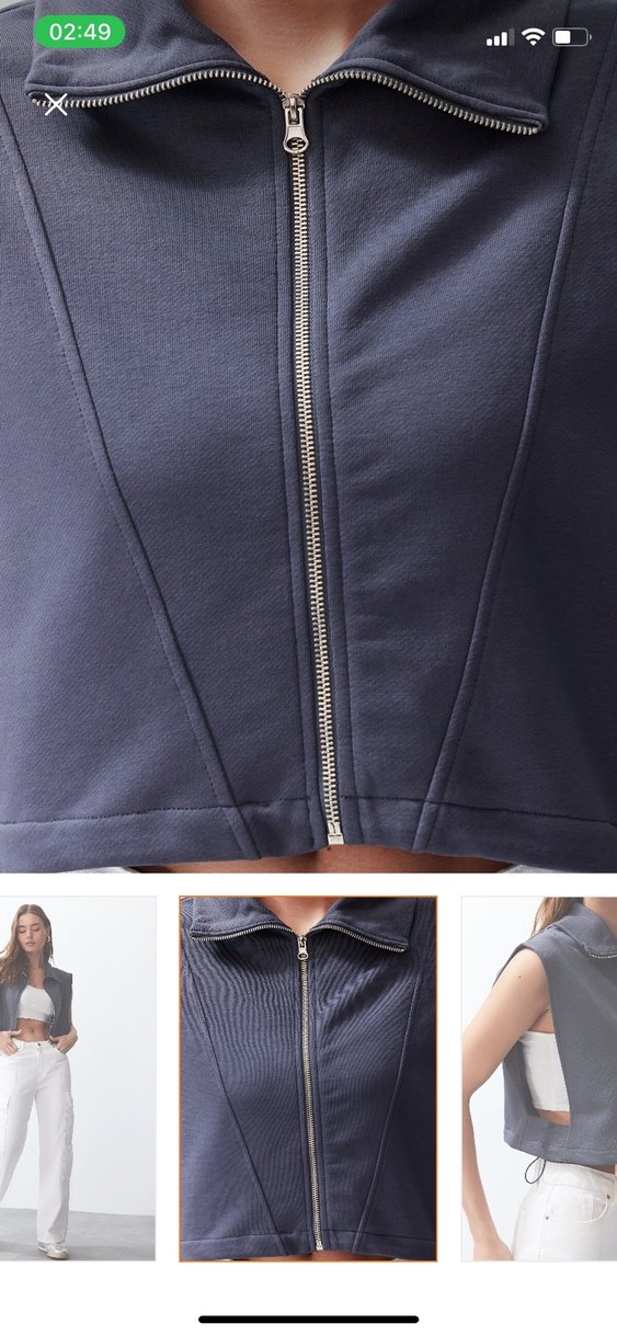 Beyaz Kolsuz Mini Kot Yelek - Görsel 2