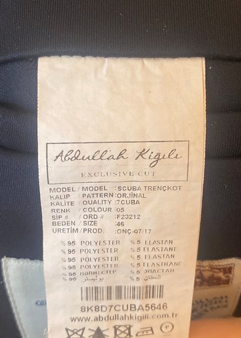 Erkek lacivelt scuba Kemerli Midi Trençkot - Görsel 5