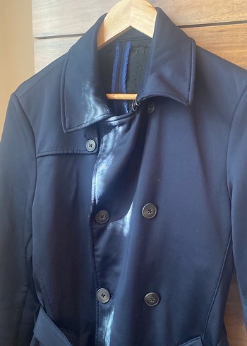 Erkek lacivelt scuba Kemerli Midi Trençkot - Görsel 2