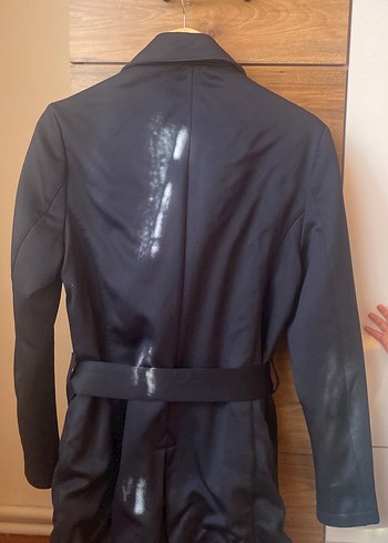 Erkek lacivelt scuba Kemerli Midi Trençkot - Görsel 4